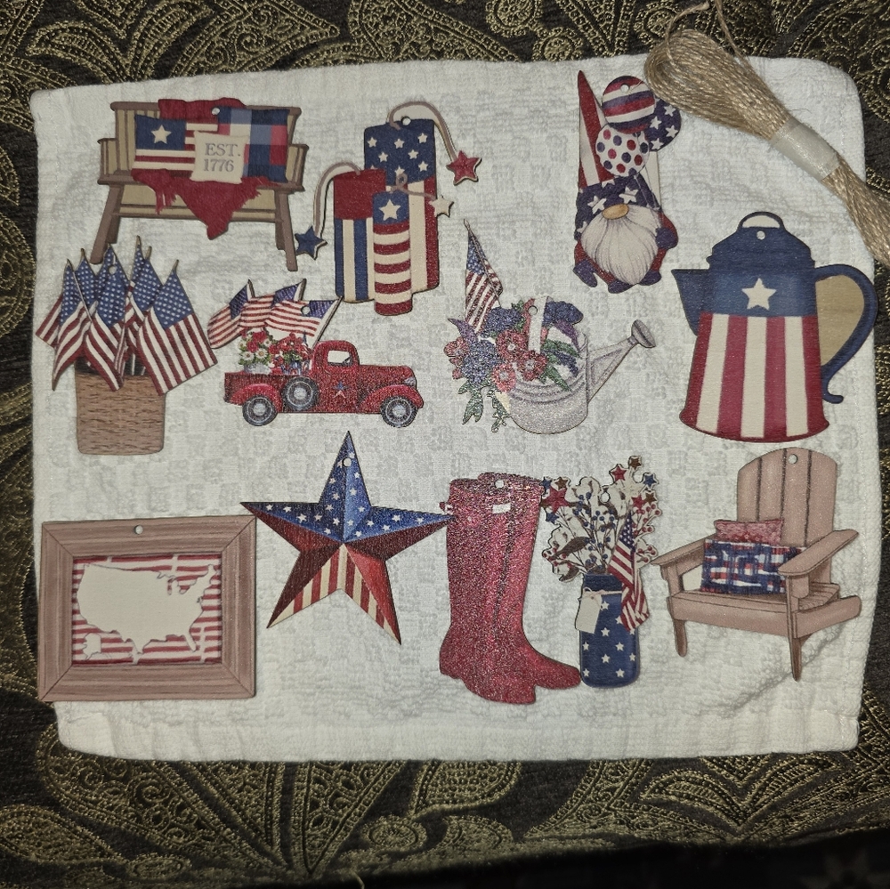 Patriotic Themed Decorative Wooden Ornaments